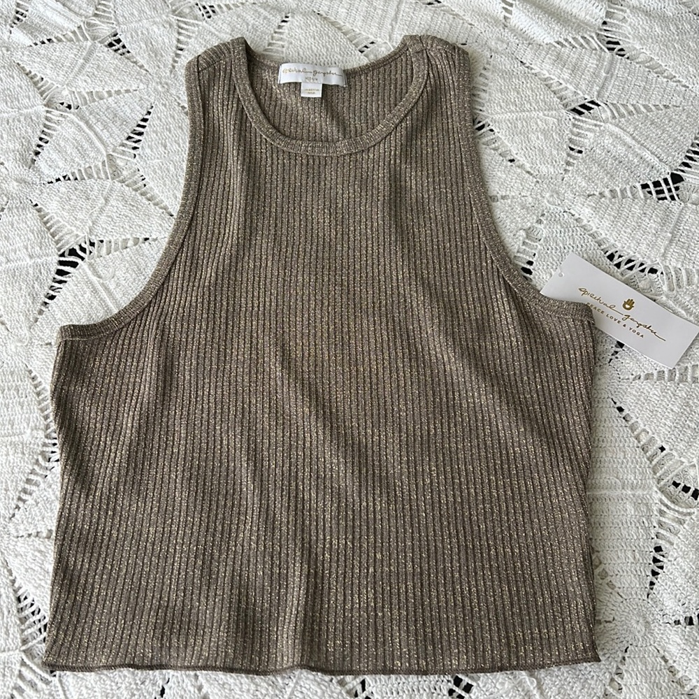 Spiritual Gangster Lurex Rib Crop Top -Medium